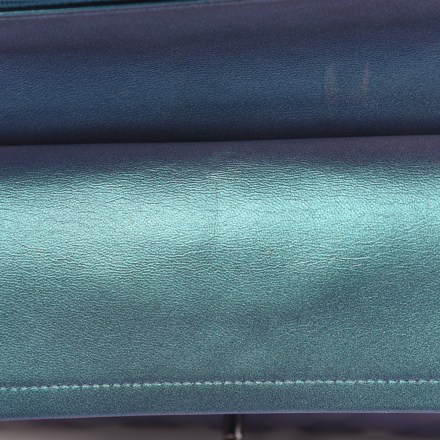 Chanel Metallic Lambskin Quilted Medium Double Flap Turquoise 12 of 15