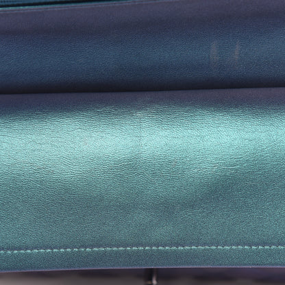 Chanel Metallic Lambskin Quilted Medium Double Flap Turquoise 12 of 15