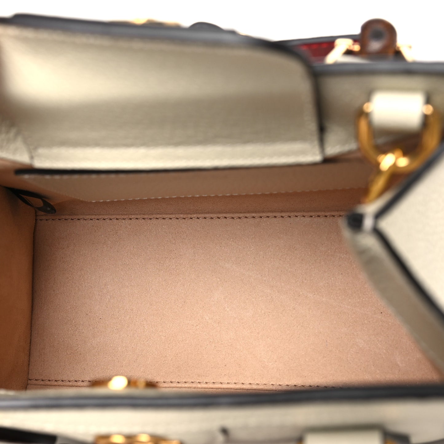 Textured Calfskin Web Mini Diana Tote Bag Mystic White