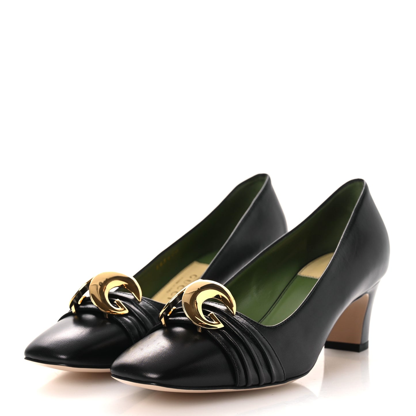 Malaga Kid Half Moon GG Square Toe Pumps 37.5 Black