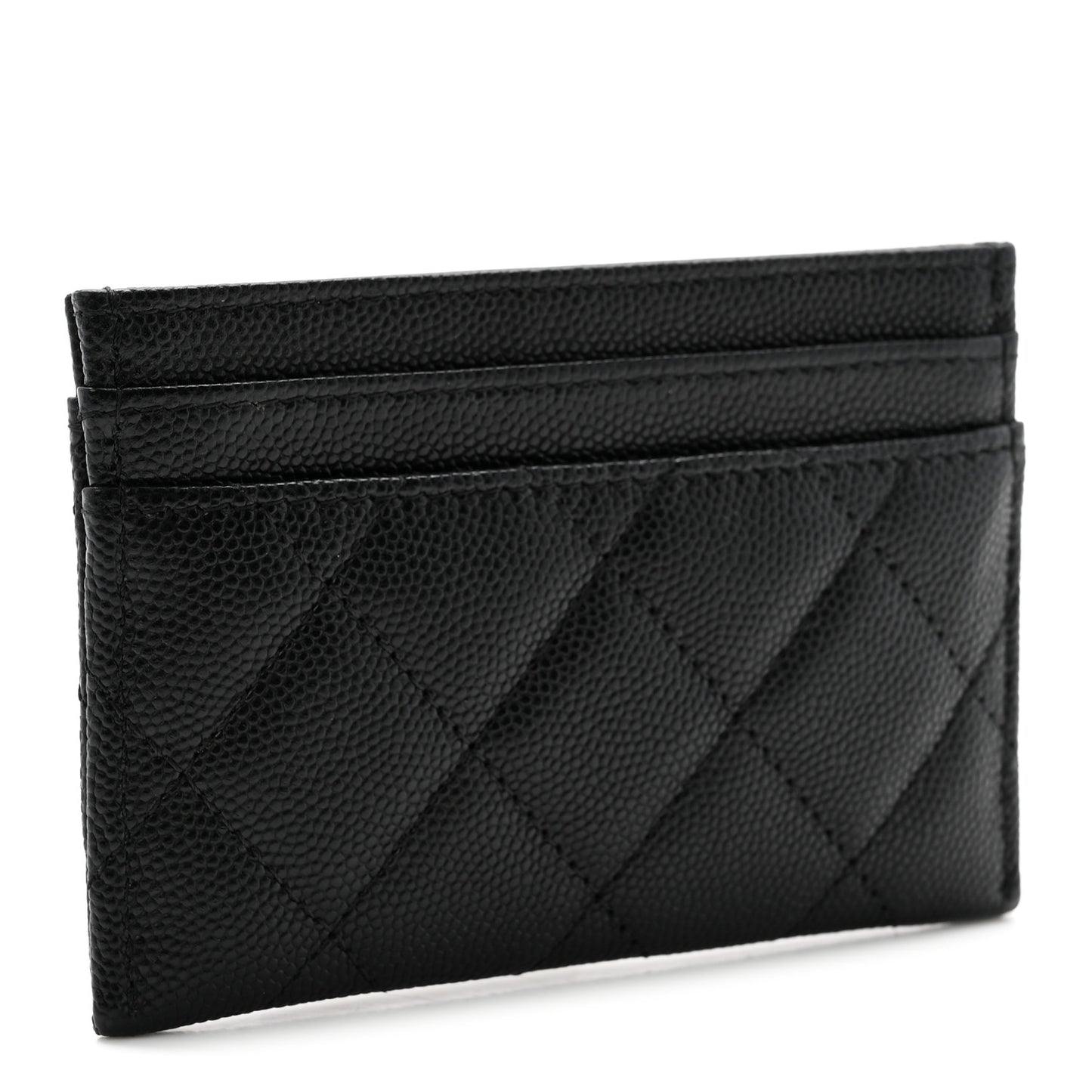 Caviar Quilted Studded CC Card Holder Black