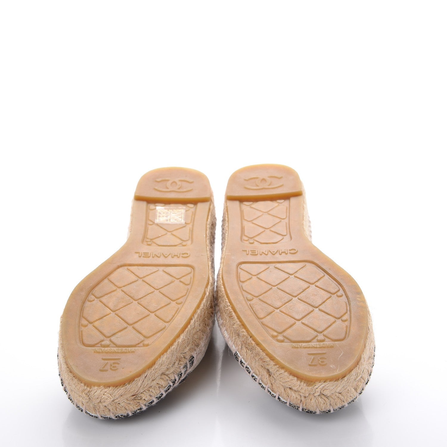 Chanel Toile Sequin CC Espadrilles 37 Beige Black 5 of 18