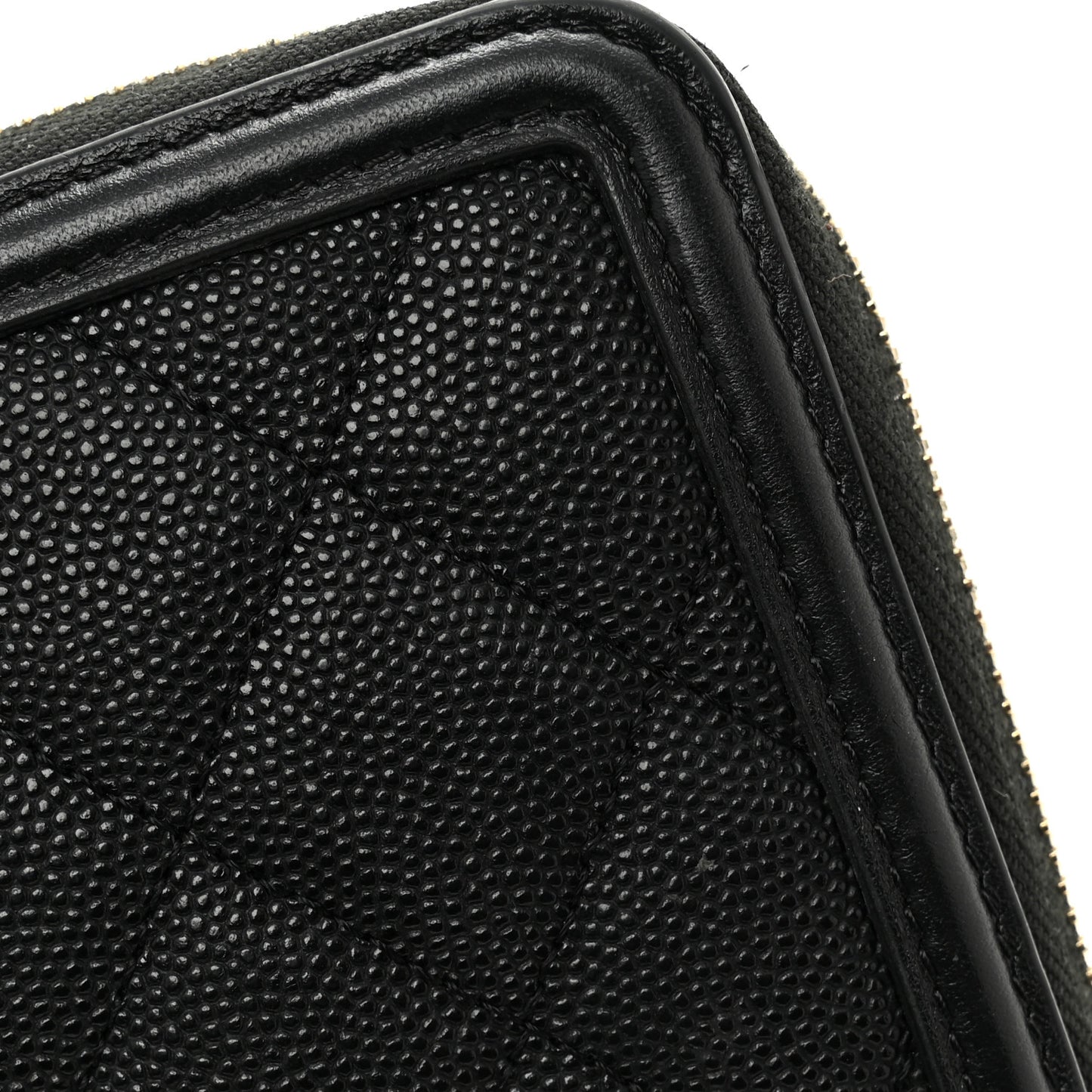 Caviar Quilted Filigree Zip Around Wallet Black