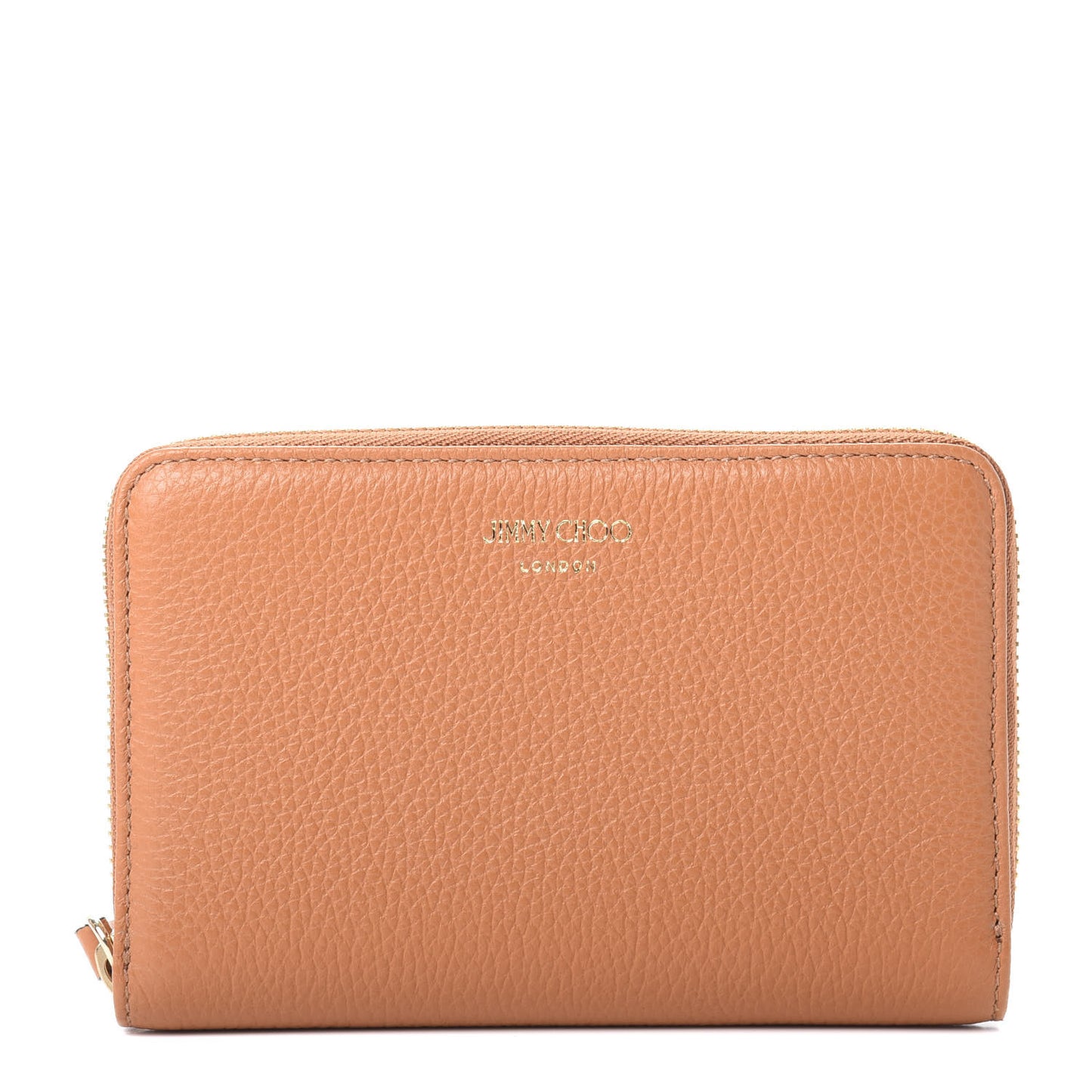Grainy Calfskin Christy Zip Around Wallet Tan