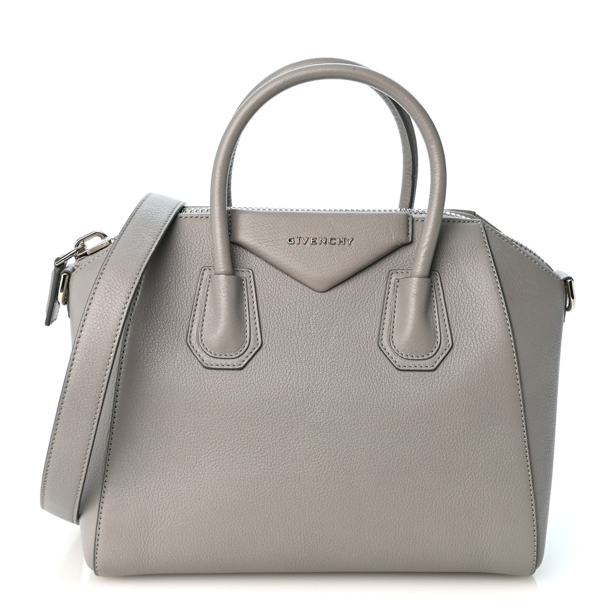 Sugar Goatskin Small Antigona Pearl Grey