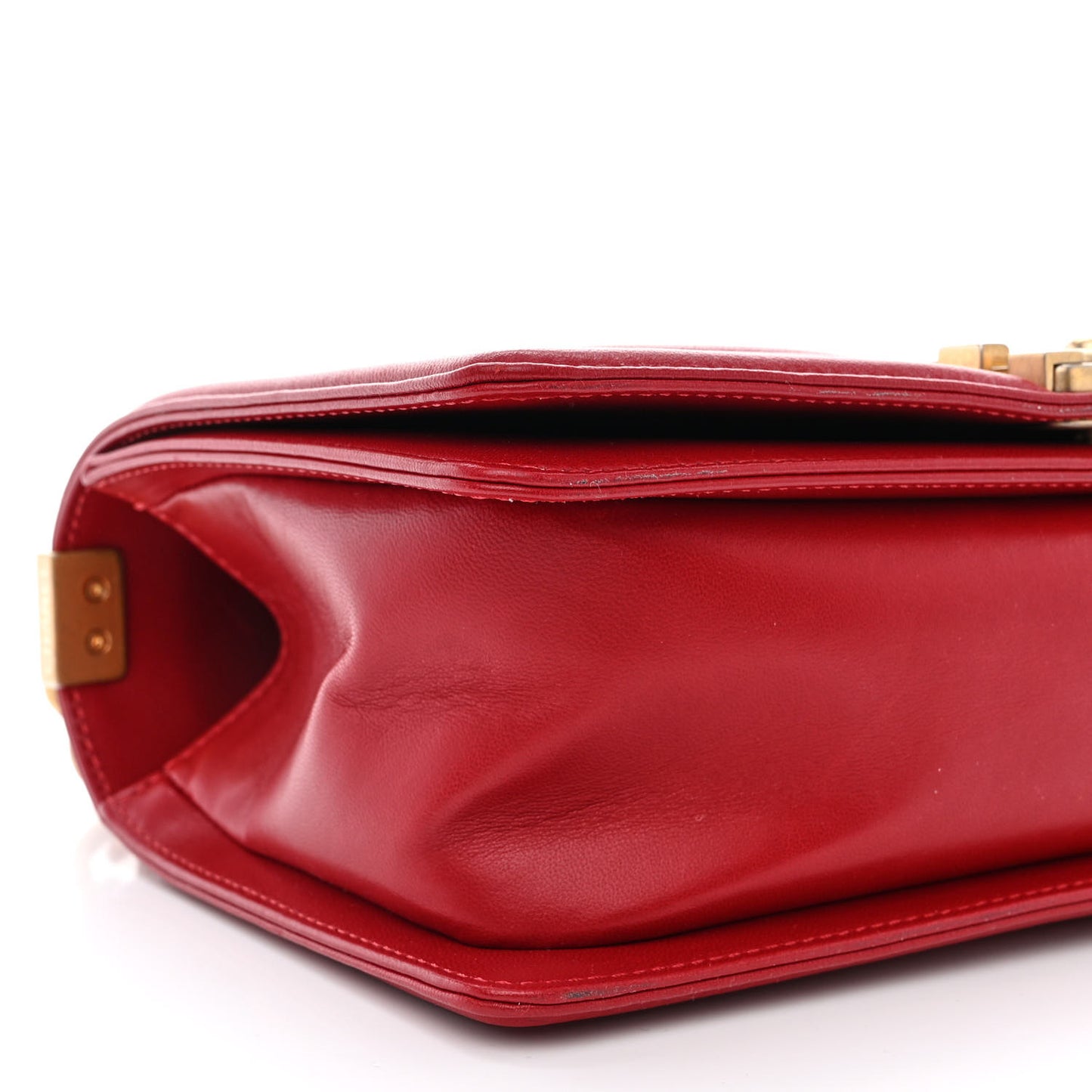 Lambskin Quilted Medium Boy Flap Dark Red