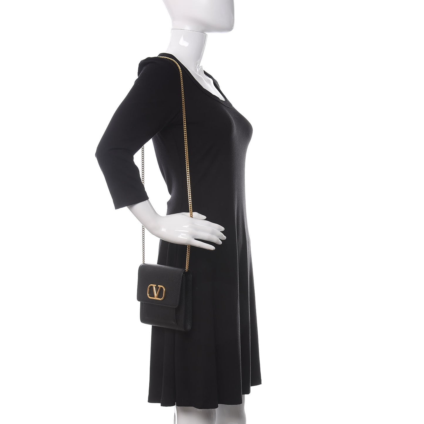 Calfskin VLogo Crossbody Bag Black