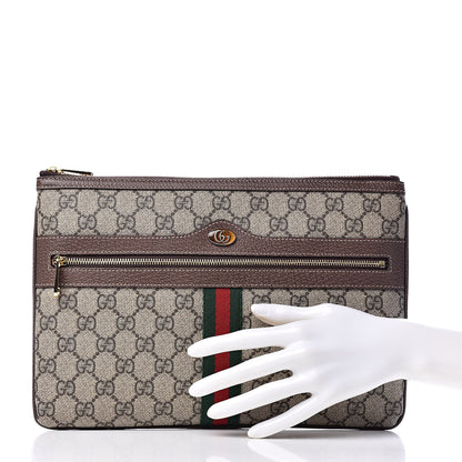 Gucci GG Supreme Monogram Large Ophidia Pouch Clutch Brown 2 of 7