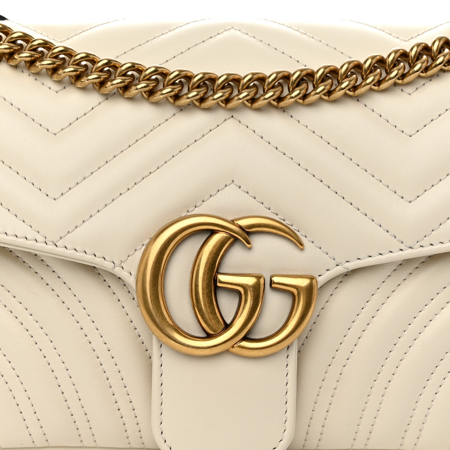 Gucci Calfskin Matelasse Small GG Marmont Shoulder Bag White 8 of 10