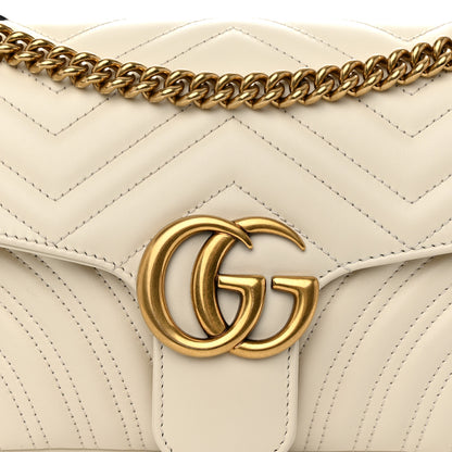 Gucci Calfskin Matelasse Small GG Marmont Shoulder Bag White 8 of 10