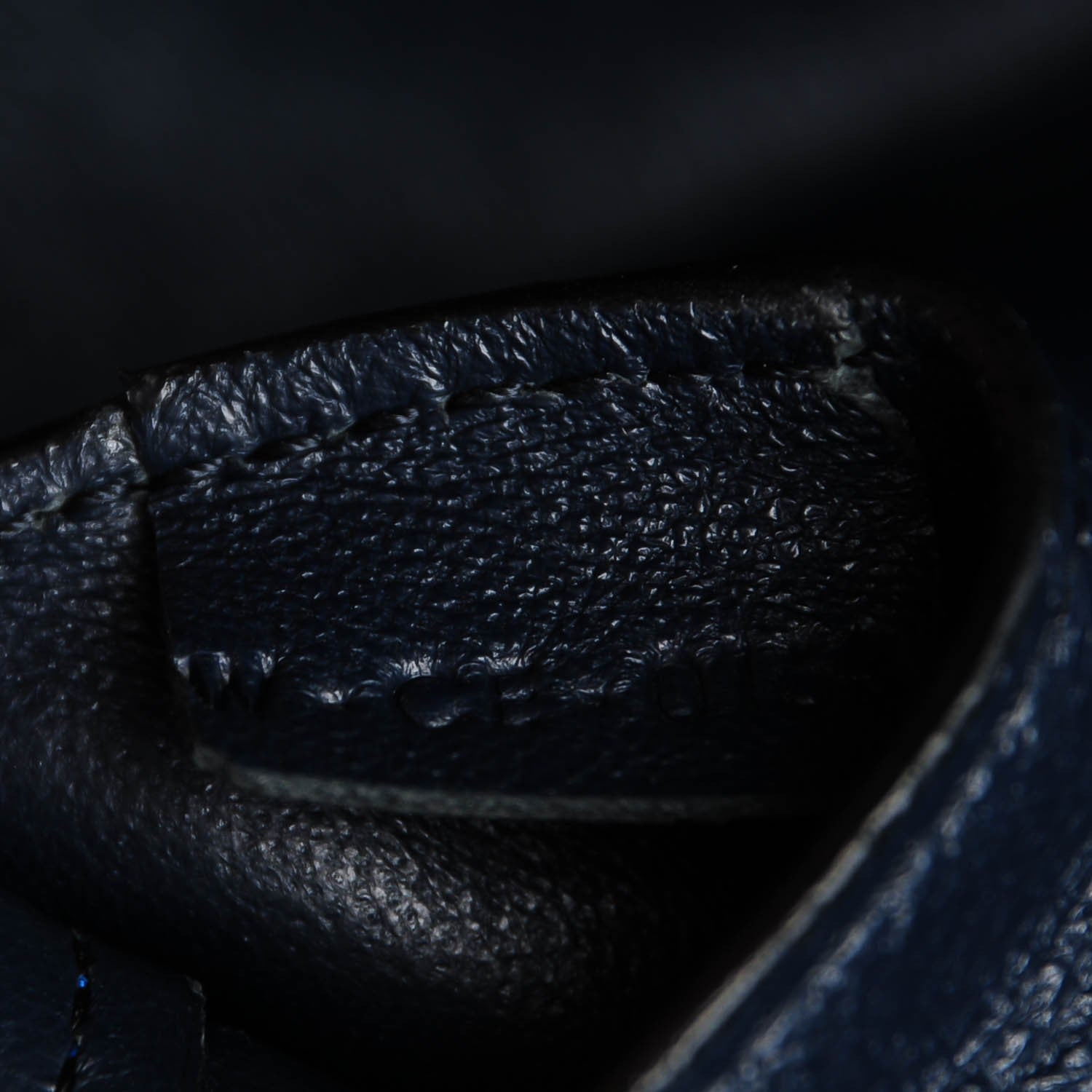 Celine Grained Calfskin Medium Bi-Color Edge Shoulder Bag Indigo Black 8 of 8