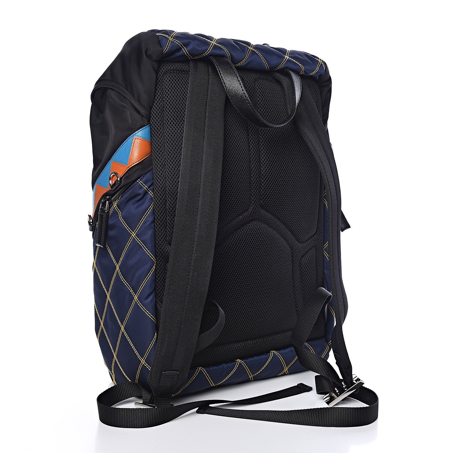 Prada Tessuto Nylon Impunturato Double Buckle Backpack Baltico Black 3 of 8