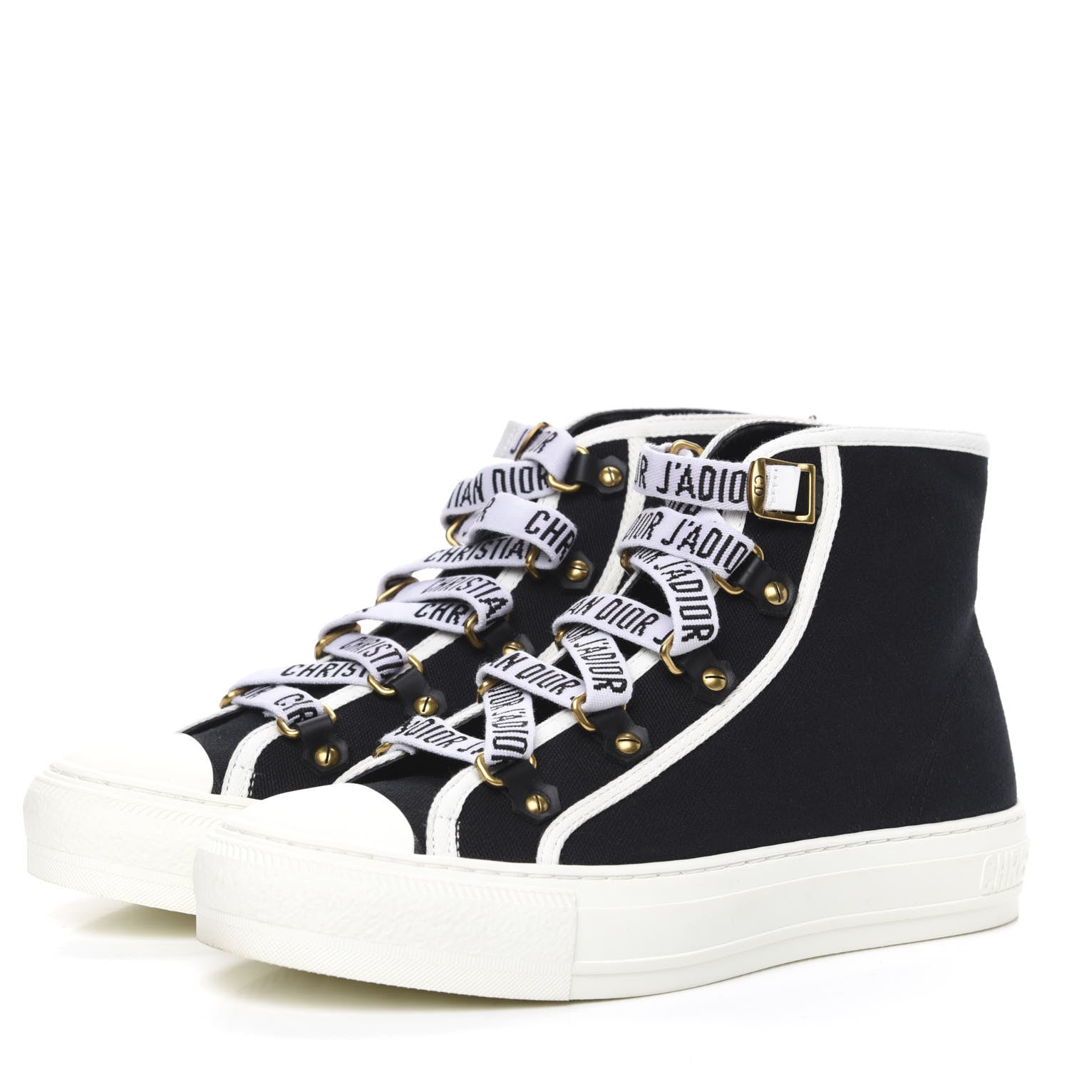 Christian Dior Technical Mesh Calfskin Womens Walk'N'Dior High Top Sneaker 38 Black 3 of 6