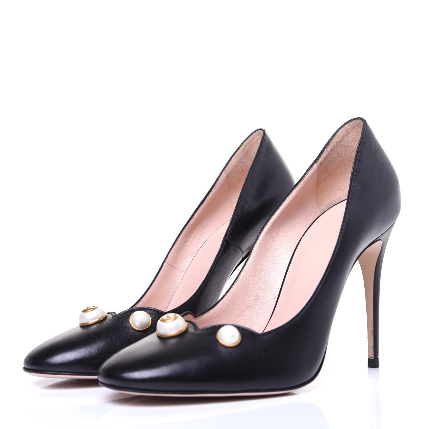Calfskin Pearl Embellished Pumps 40 Black