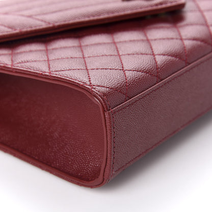Saint Laurent Grain De Poudre Textured Mixed Matelasse Triquilt Medium Monogram Satchel Oxblood 6 of 10