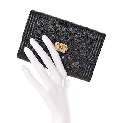 Chanel Caviar Quilted Medium Boy Flap Wallet Black 2 of 9