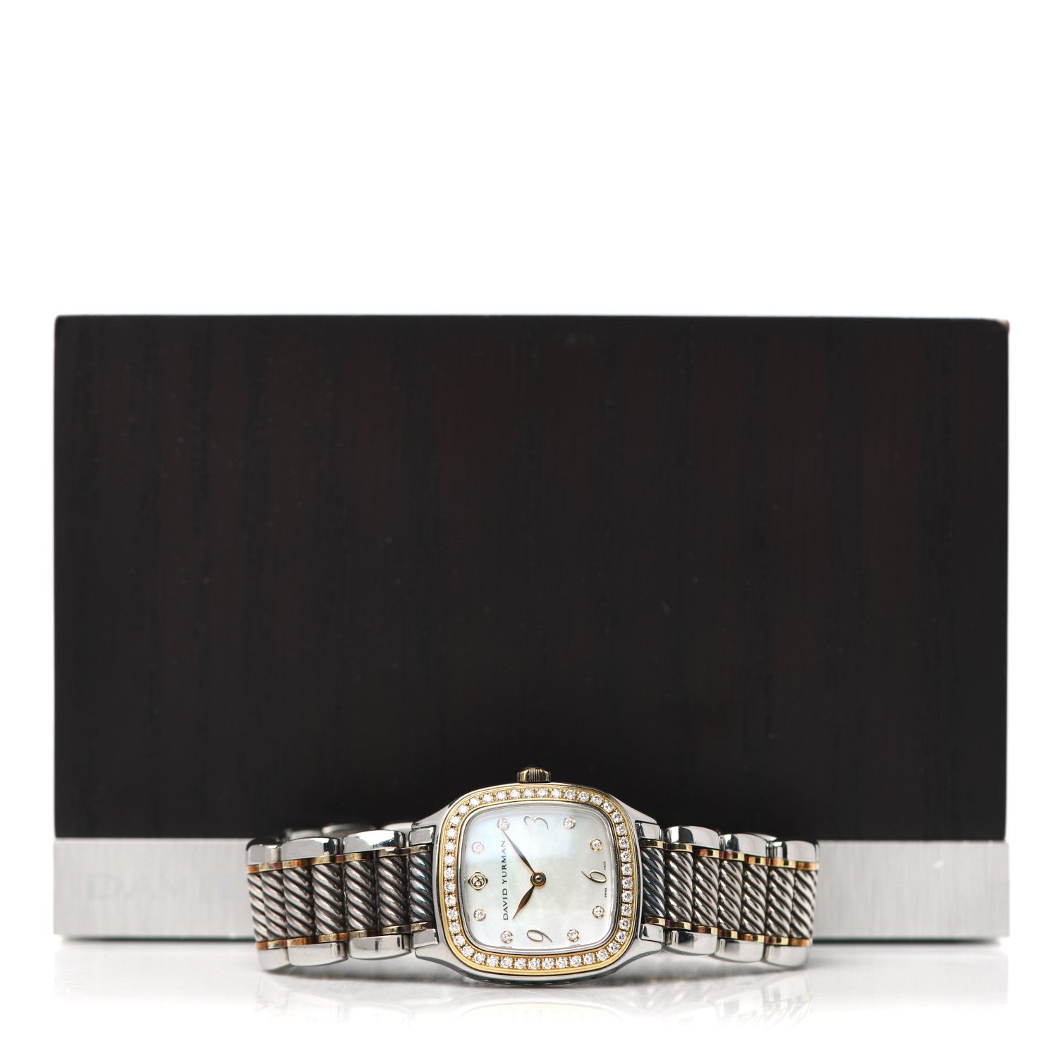David Yurman Stainless Steel 18K Yellow Gold Diamond Bezel Mother of Pearl 25mm Thoroughbred Quartz Watch 5 of 5