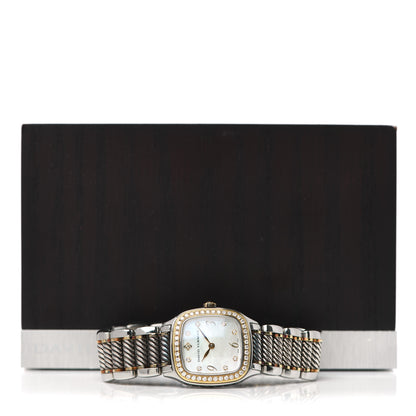 David Yurman Stainless Steel 18K Yellow Gold Diamond Bezel Mother of Pearl 25mm Thoroughbred Quartz Watch 5 of 5
