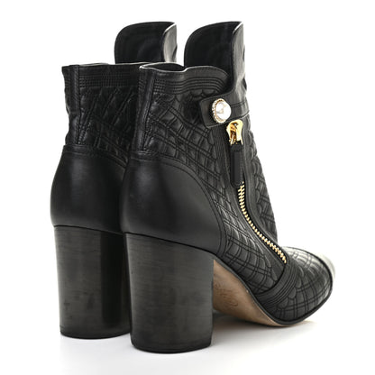 Chanel Lambskin Pearl Qulited CC Cap Toe Short Boot 40 Black 4 of 7