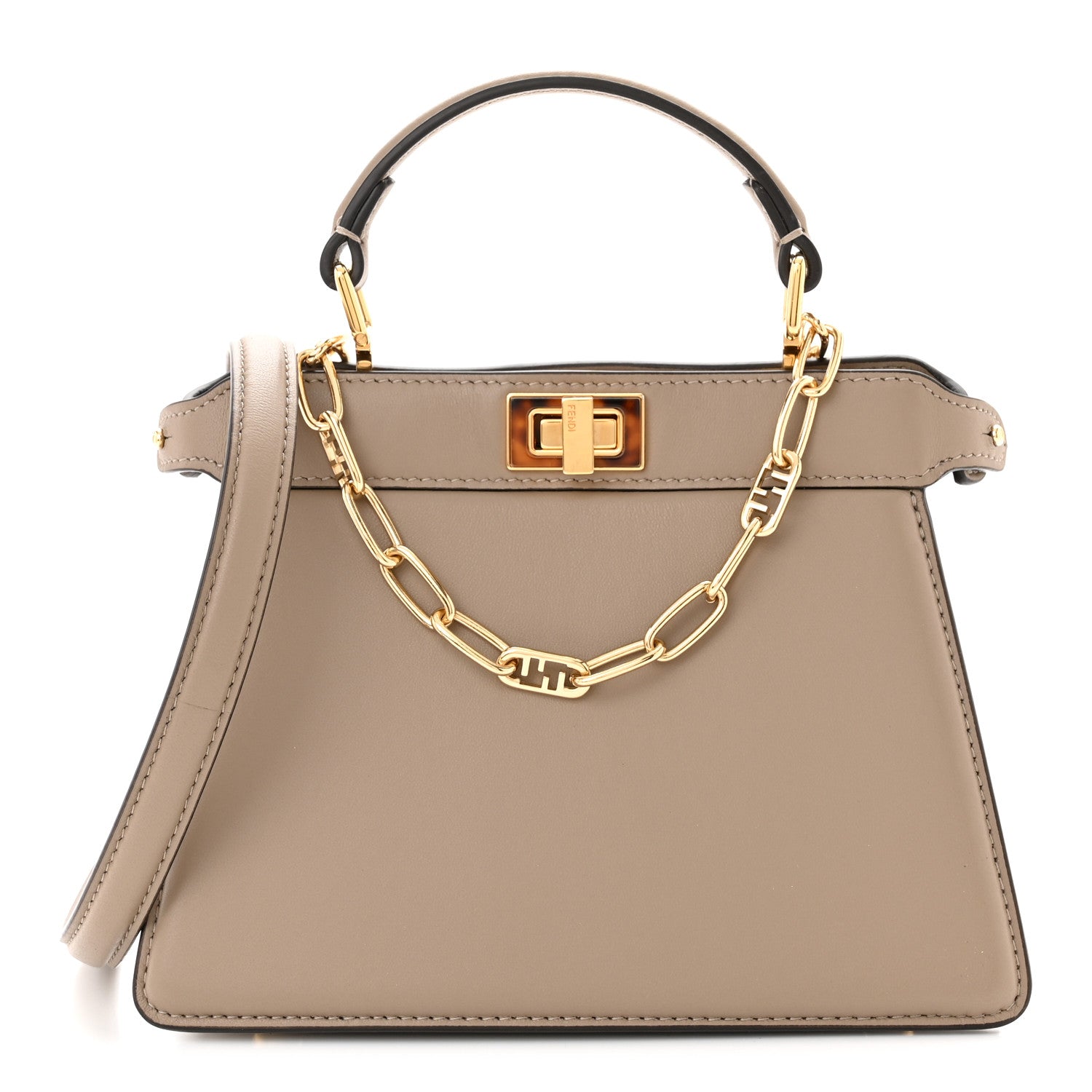 Fendi Shiny Nappa Plexiglass Petite Peekaboo I SEE U Satchel Tortora 1 of 10