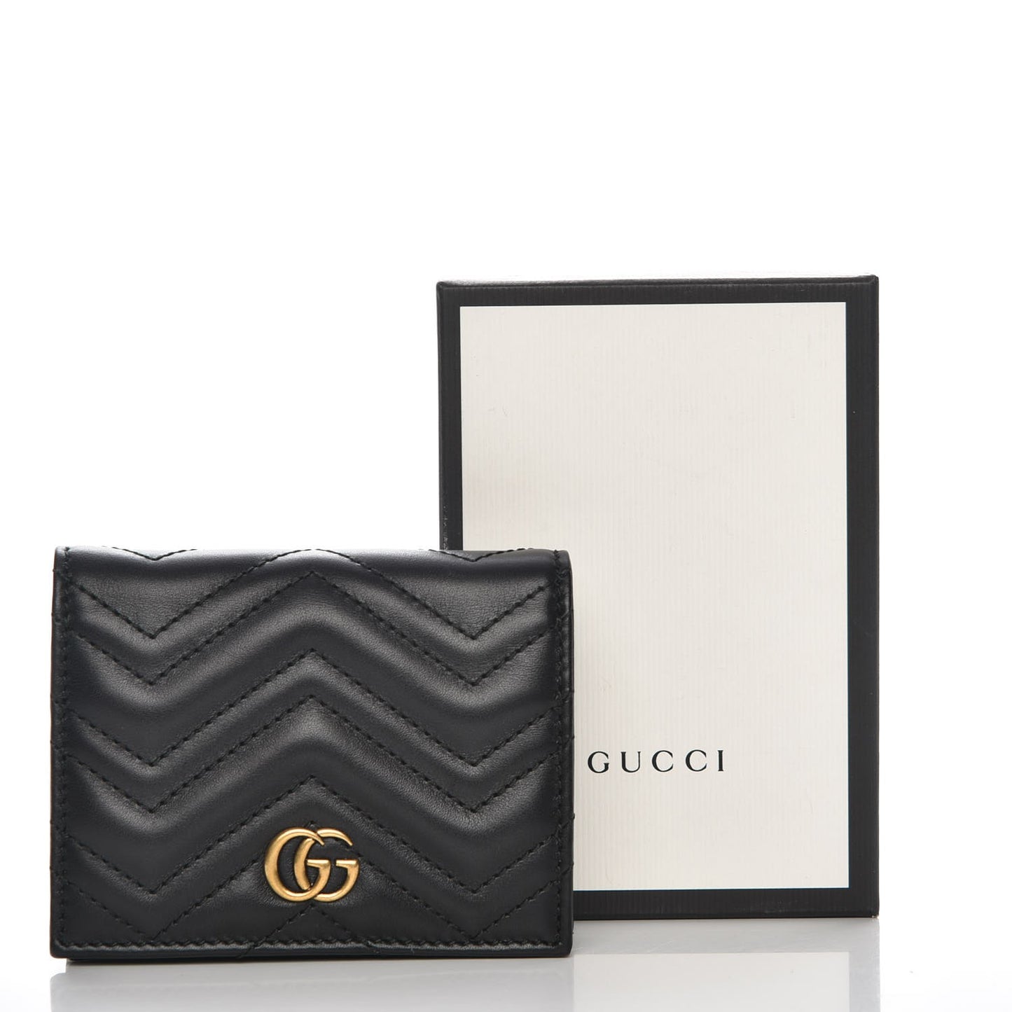 Calfskin Matelasse GG Marmont Card Case Black