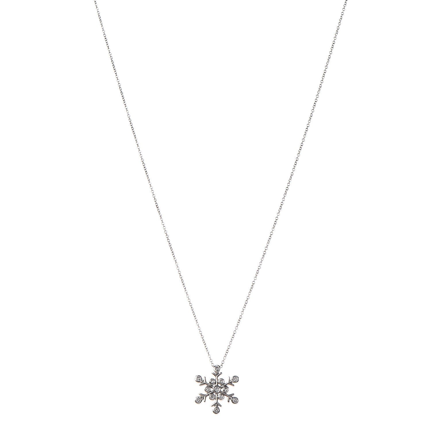 Tiffany Platinum Diamond Snowflake Pendant Necklace 1 of 8