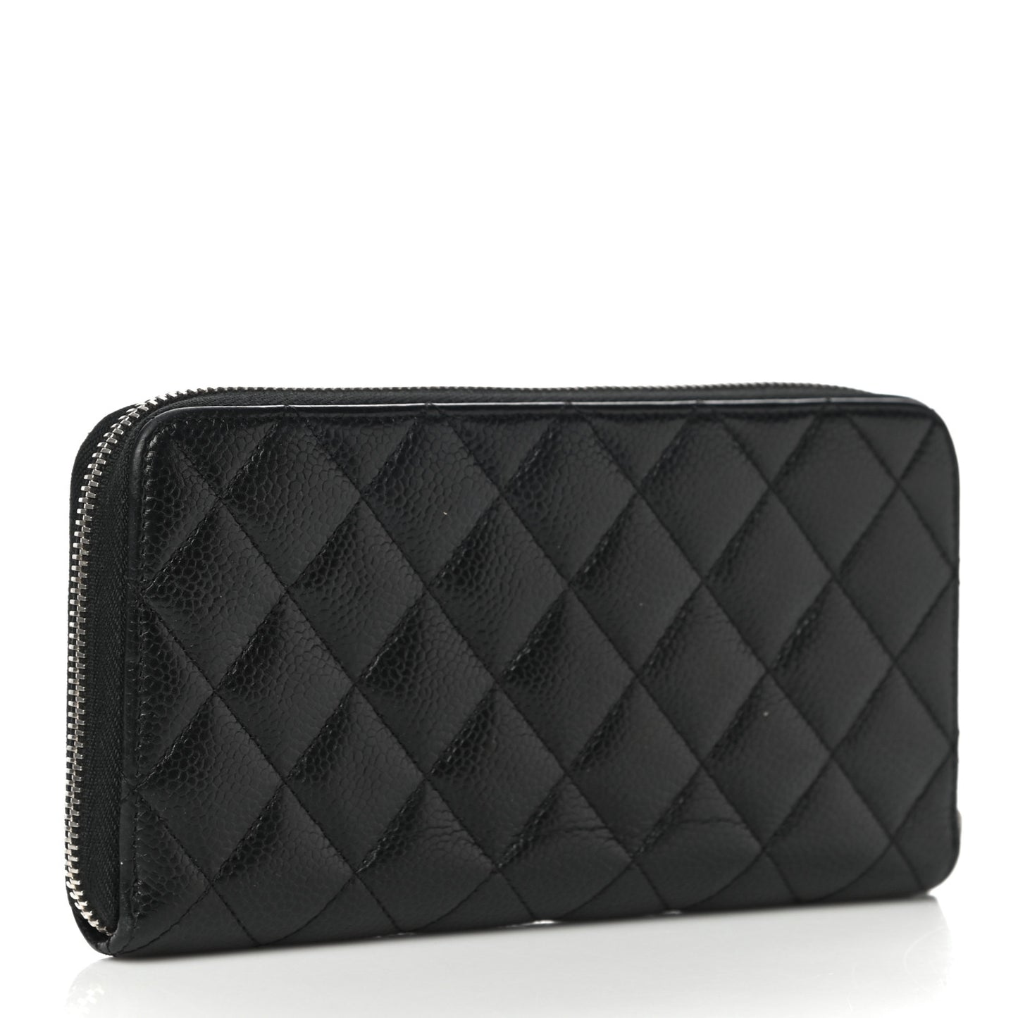 Caviar Quilted Large Gusset Zip Around Wallet Black