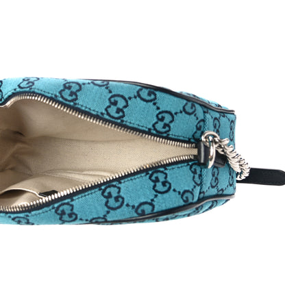 Gucci Monogram Multicolor Matelasse Diagonal Small GG Marmont Chain Shoulder Bag Light Blue 5 of 10