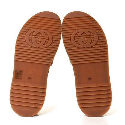 Gucci Canvas GG Monogram Angelina Platform Slide Sandals 38.5 Beige Ruggine 6 of 9