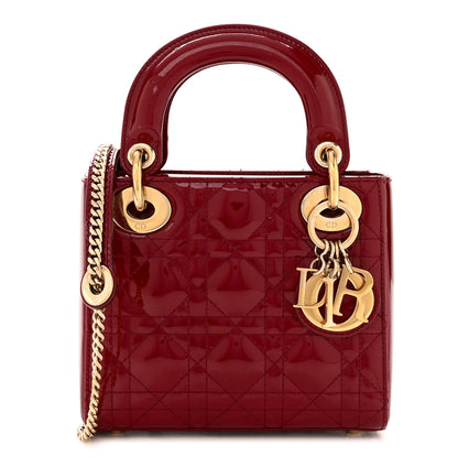 Christian Dior Patent Cannage Mini Lady Dior Red 1 of 12