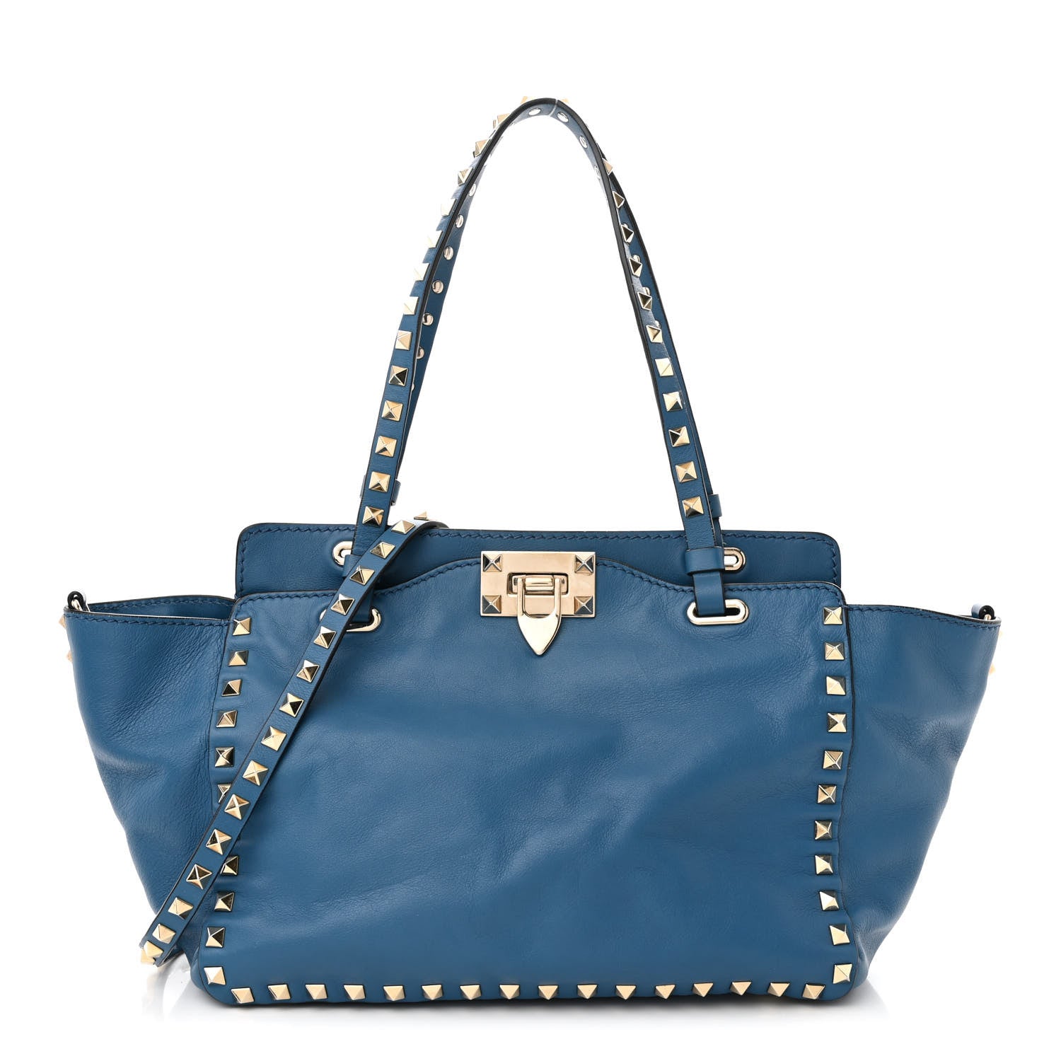 Valentino Garavani Vitello Small Rockstud Tote Blue Delft 1 of 19