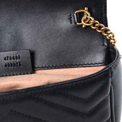 Gucci Calfskin Matelasse Super Mini GG Marmont Shoulder Bag Black 9 of 11