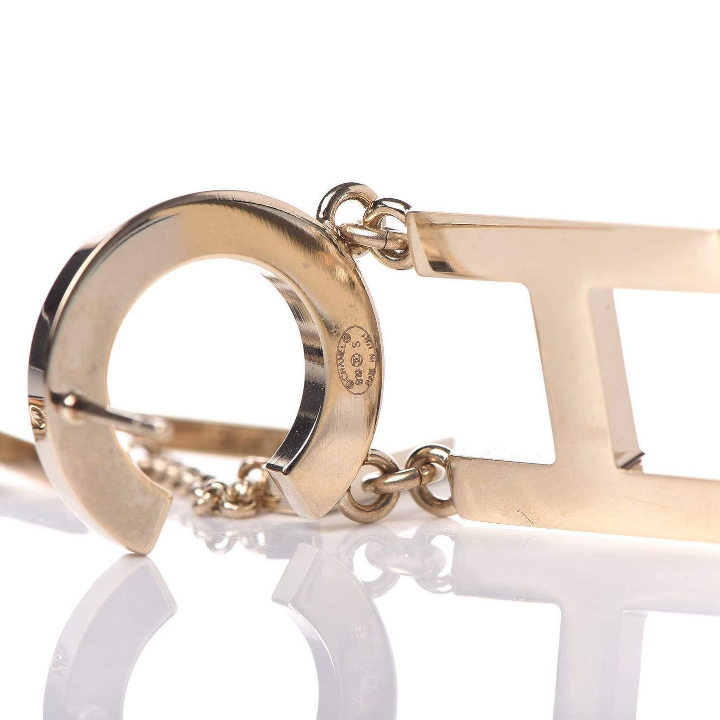 Metal Cha-Nel Logo Drop Earrings Gold