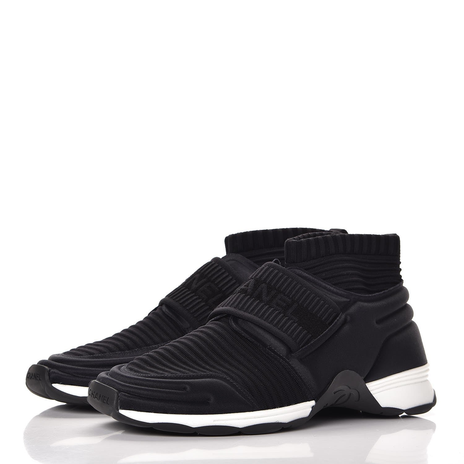 Chanel Stretch Fabric CC Sneakers 40 Black 4 of 8