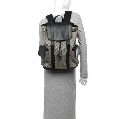 Gucci Soft GG Supreme Monogram Double Buckle Backpack Beige Black 2 of 13