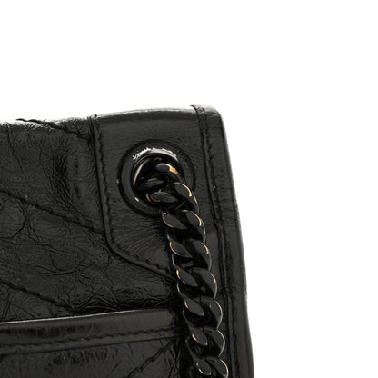 Saint Laurent Crinkled Calfskin Matelasse Monogram Medium Niki Chain Satchel Black 10 of 14