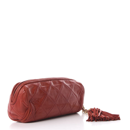 Chanel Lambskin Quilted Tassel Pouch Red 3 of 11