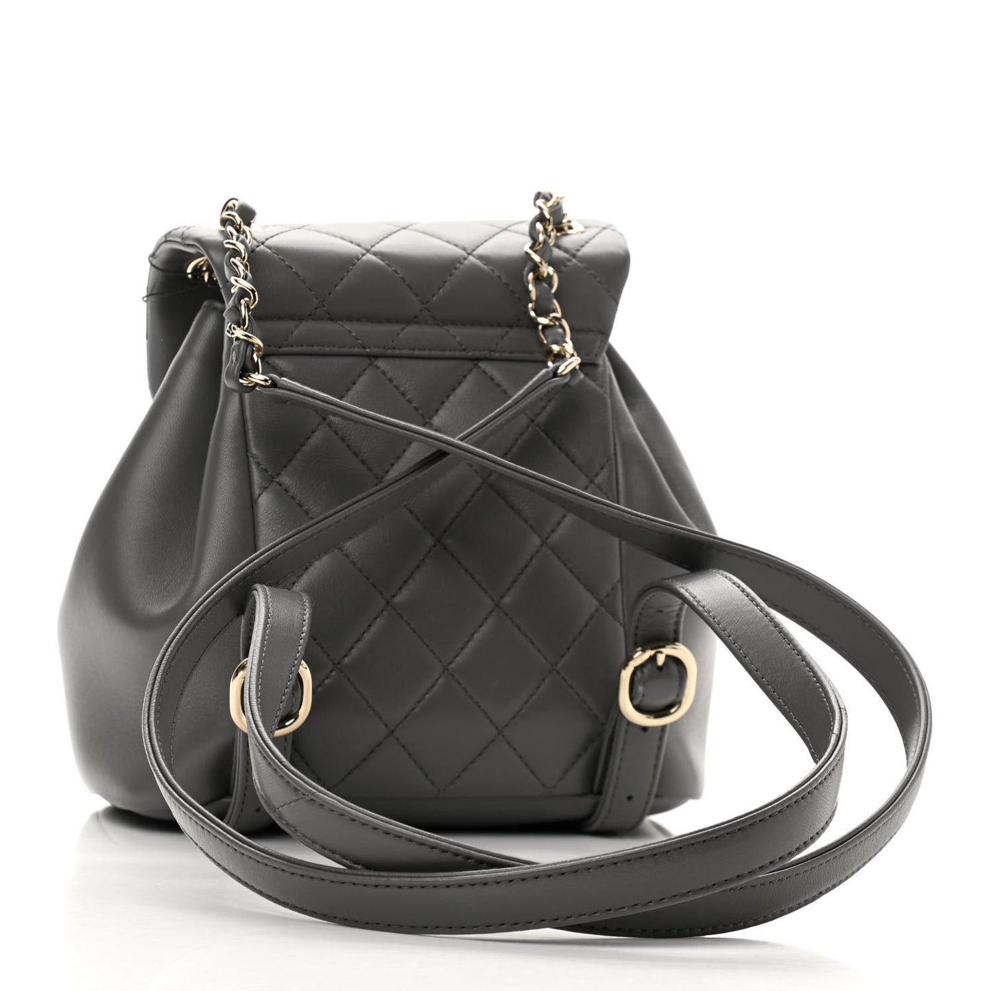 Lambskin Quilted Small Duma Drawstring Backpack Grey