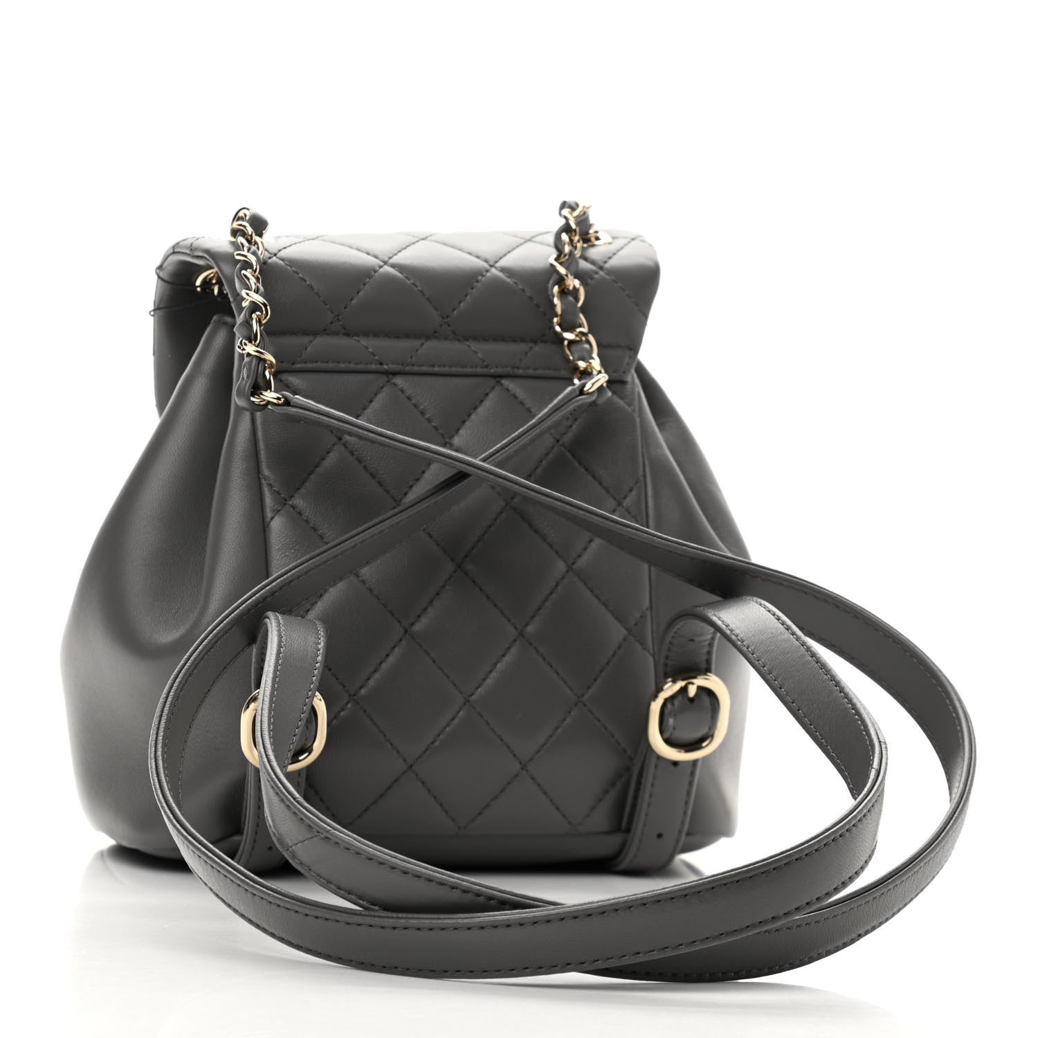 Chanel Lambskin Quilted Small Duma Drawstring Backpack Grey 2 of 11