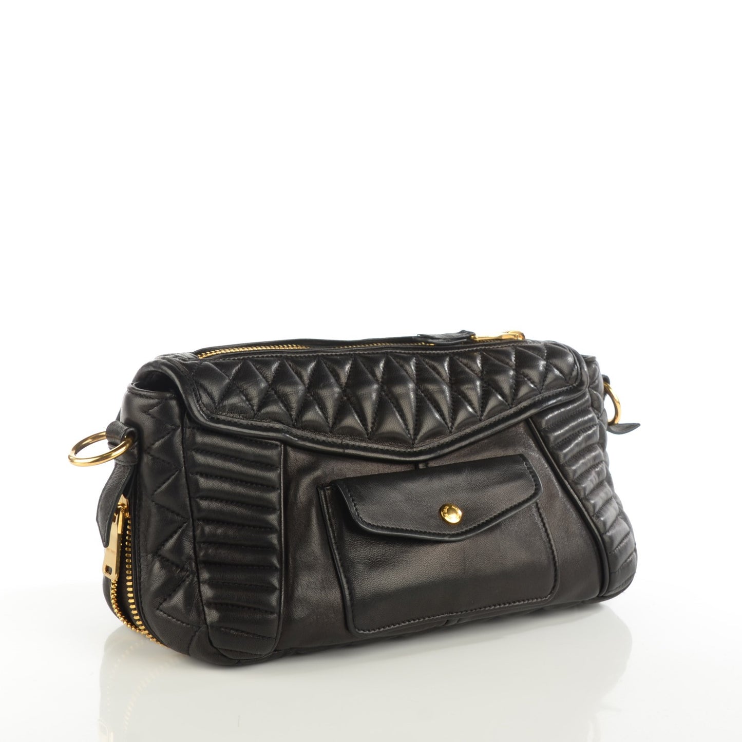 Nappa Large Biker Shoulder Bag Black