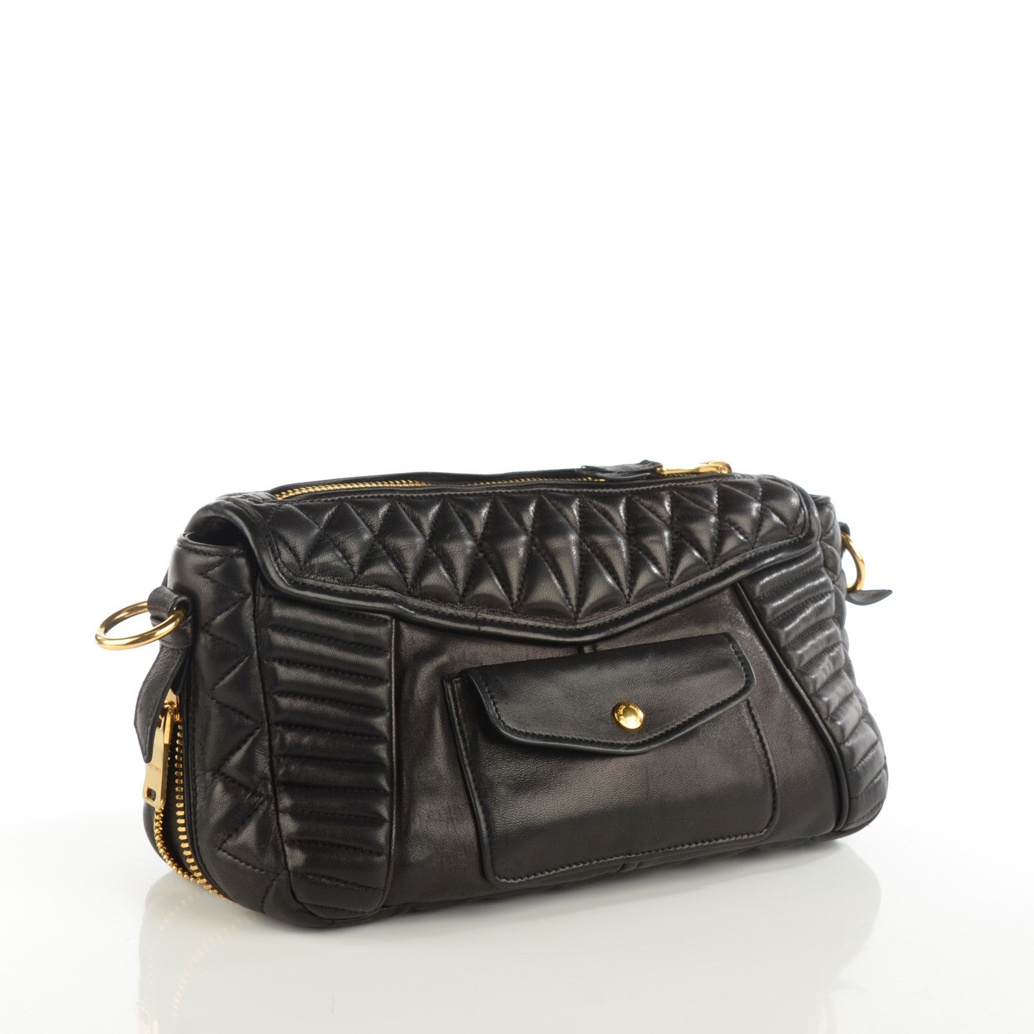 Miu Miu Nappa Large Biker Shoulder Bag Black 3 of 7