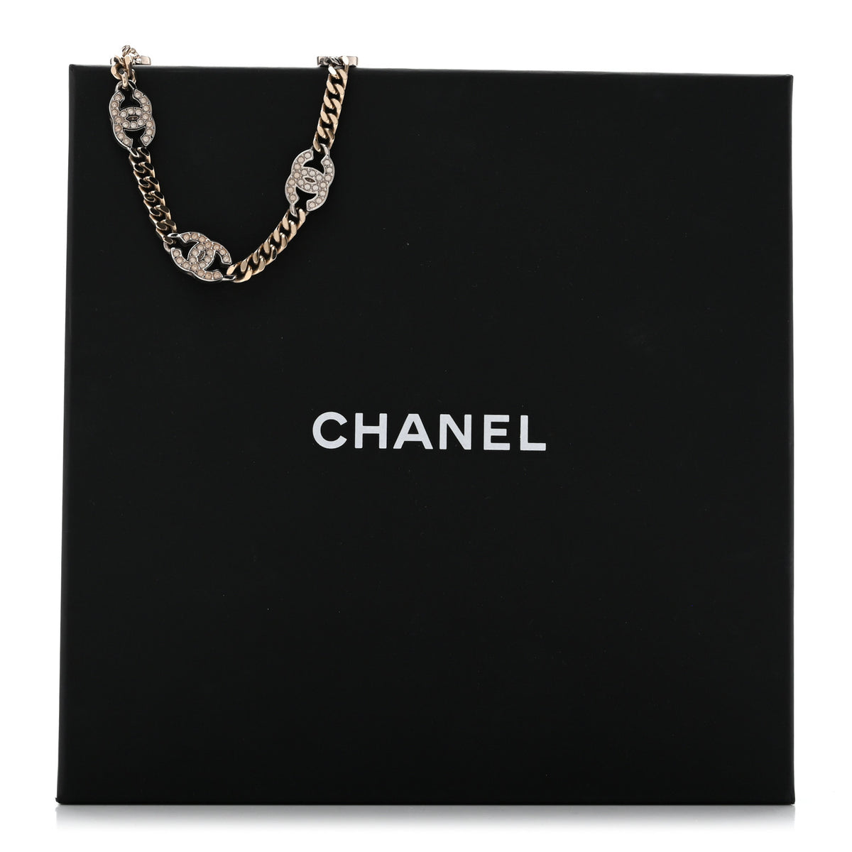 Crystal Chain CC Necklace Gold Silver