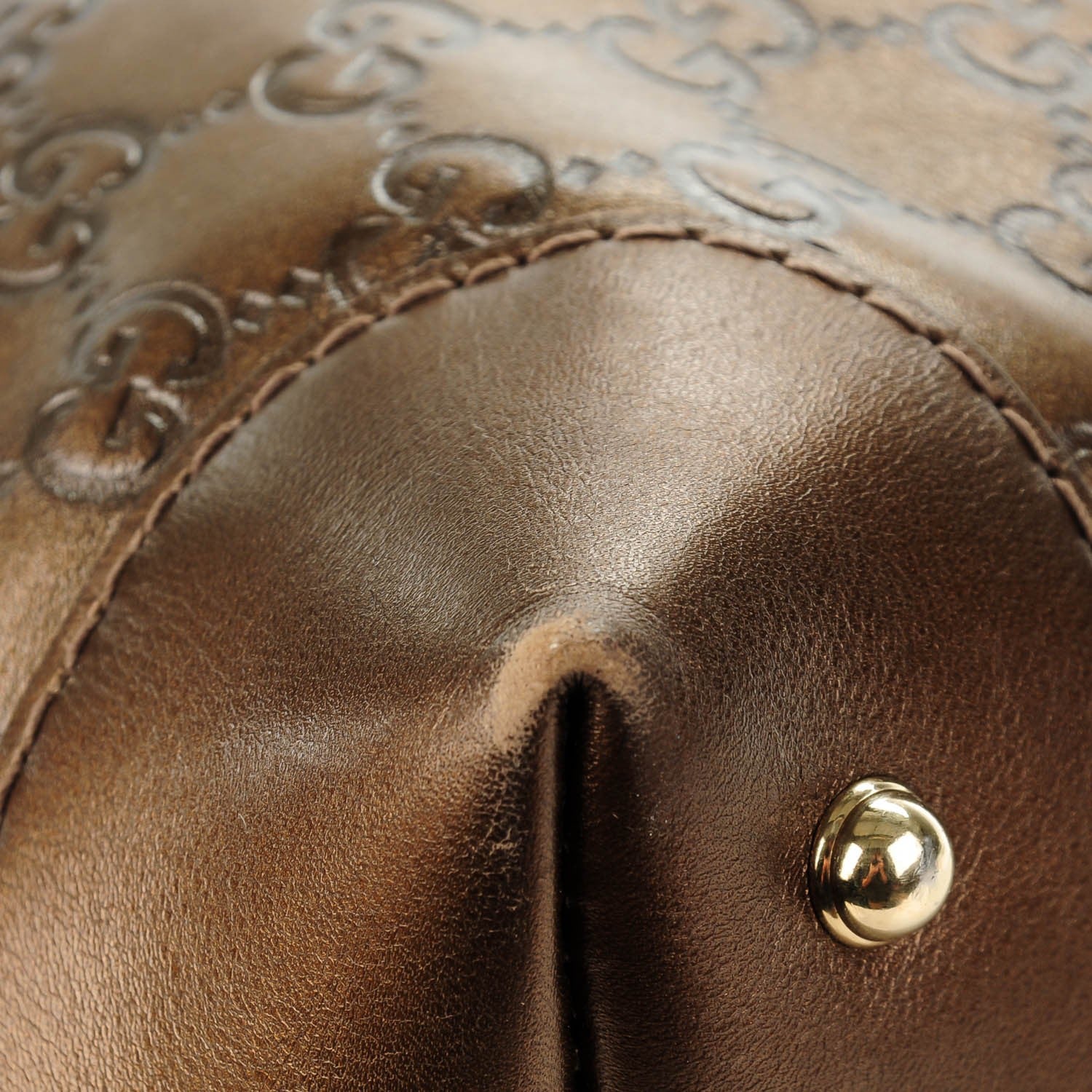 Gucci Metallic Guccissima Heart Bit Charm Dome Satchel Bronze 11 of 12
