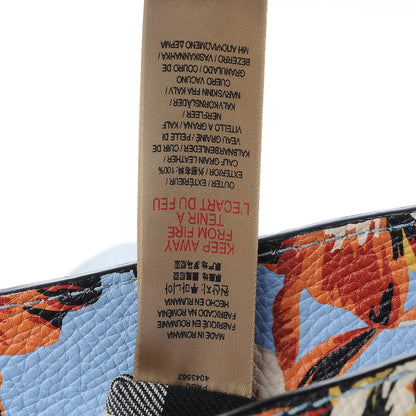 Burberry Soft Grain Calfskin Floral Print Small Buckle Tote Peony Rose Pale Blue Vibrant Orange 7 of 11
