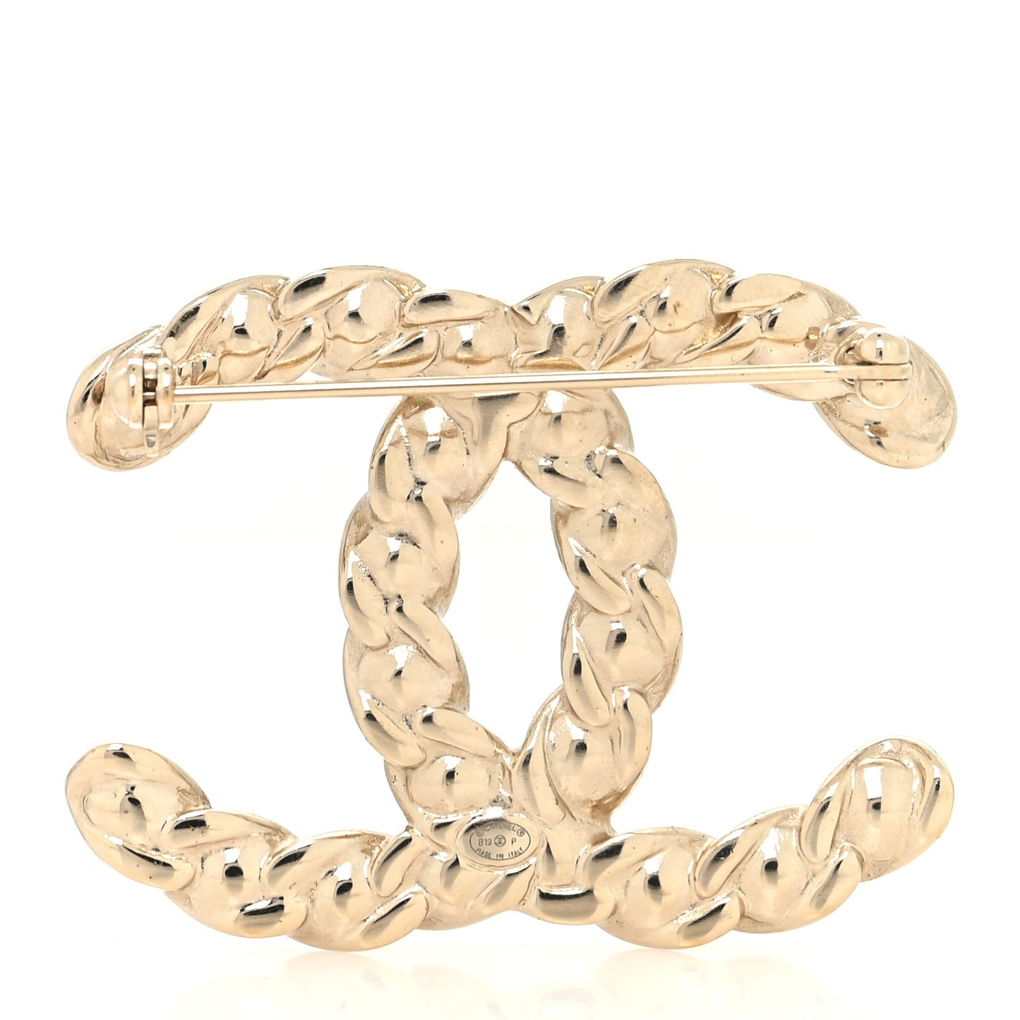 Crystal Pearls Coronation CC Brooch Gold