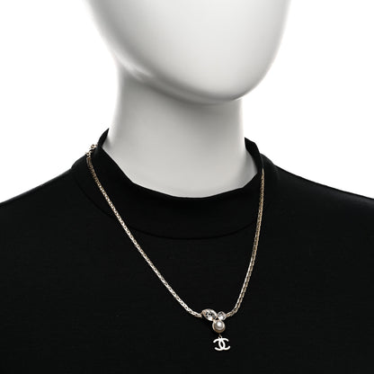 Chanel Pearl Crystal CC Teardrop Braided Necklace Gold 2 of 6