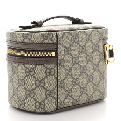 Gucci GG Supreme Monogram Textured Calfskin Web Ophidia Vanity Cosmetic Case Beige Ebony New Acero 3 of 9