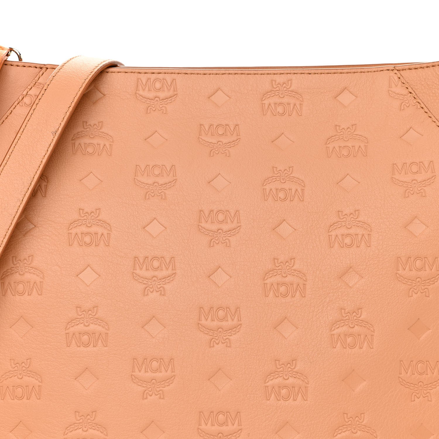 MCM Calfskin Ottomar Monogram Medium Klara Hobo Sandstone 7 of 9