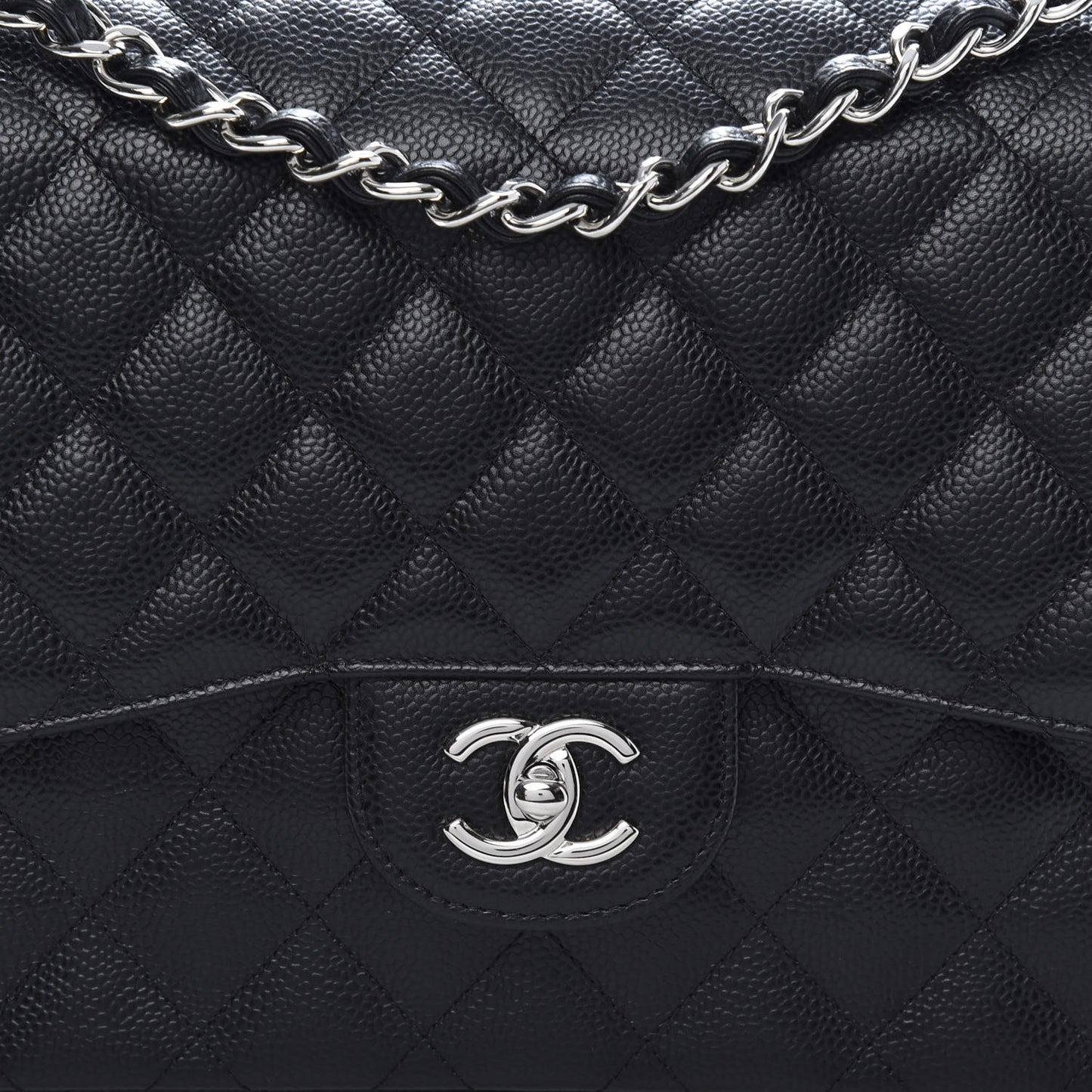 Caviar Quilted Jumbo Double Flap Black