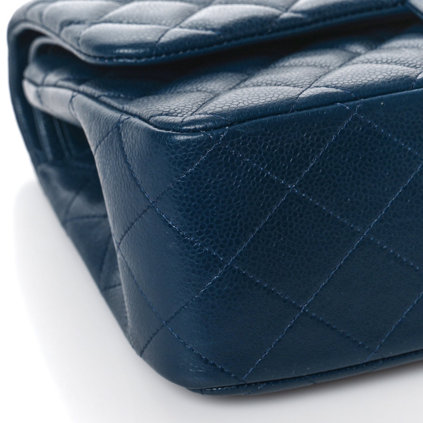 Caviar Quilted Jumbo Double Flap Navy Blue